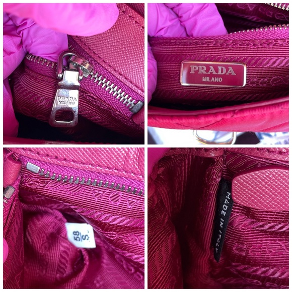Authentic PRADA Tessuto Impuntu Shoulder Bag Pink Nylon - Picture 14 of 17